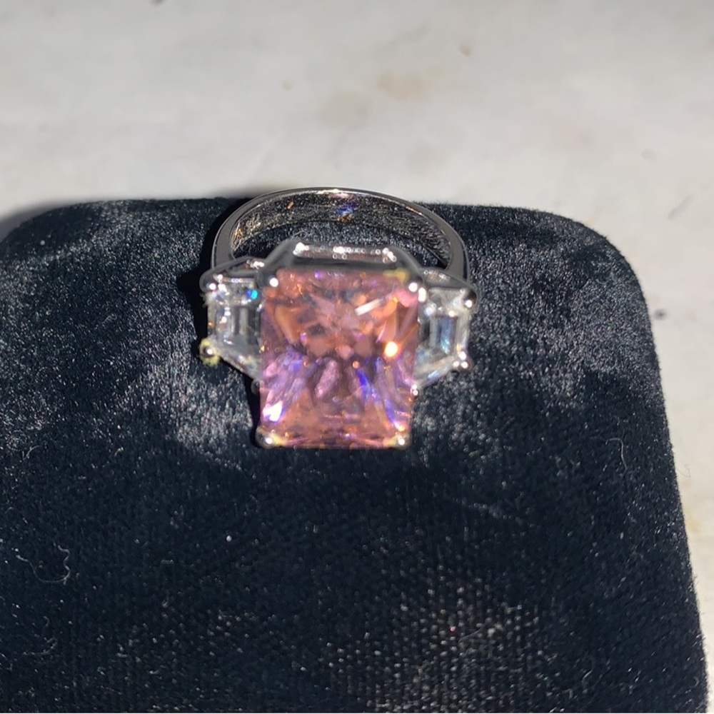 Elegant Pink Gemstone Ring .925 stamped